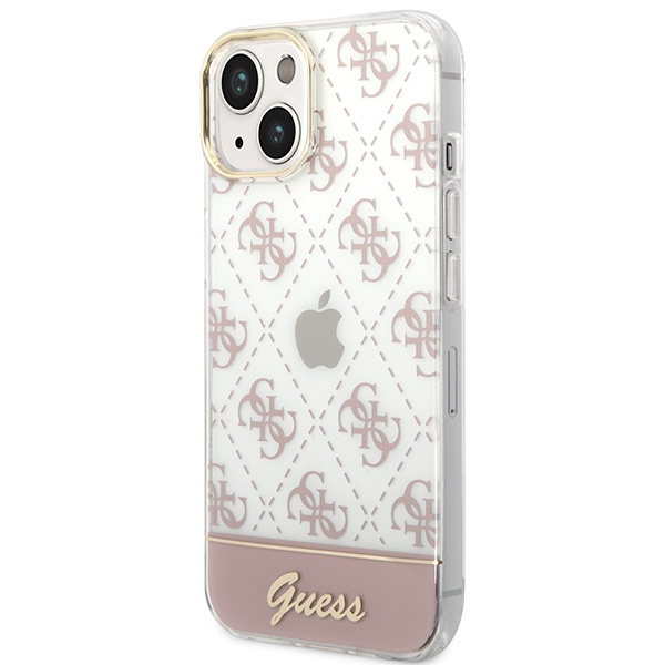 Hülle GUESS Apple iPhone 14 Plus 4G Muster Schrift Rosa Hartcase