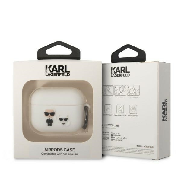 Karl Lagerfeld KLACAPSILKCW Kryt AirPods Pro bílý/bílý Silikon Karl &amp; Choupette