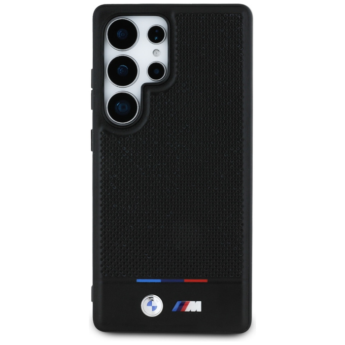Case BMW Leather Tricolor Stripe MagSafe for Samsung Galaxy S25 Ultra black