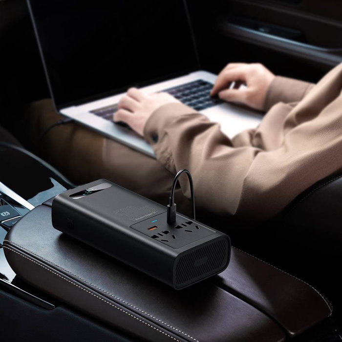 Baseus Auto-Wechselrichter 150W 12V / 500W 220V (EU- und CN-Stecker) schwarz (CGNB000101)