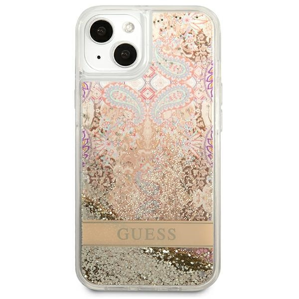 Hülle GUESS Apple iPhone 13 Mini Paisley Liquid Glitter Gold Hartcase