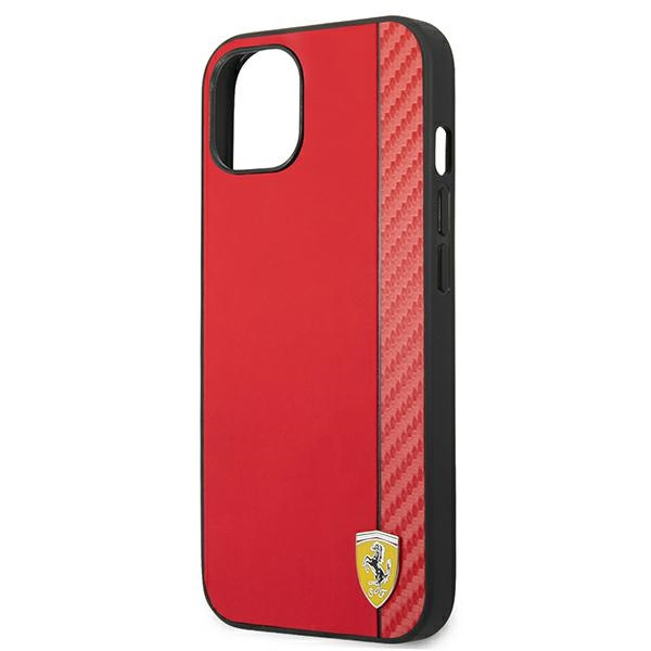 Coque FERRARI Apple iPhone 13 Mini On Track Carbon Stripe Red Hardcase