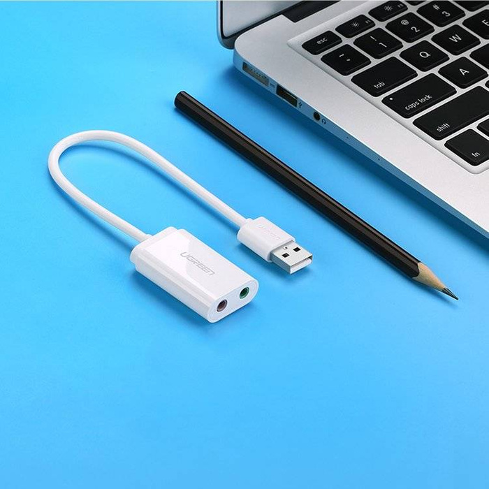 Ugreen carte son externe adaptateur musique USB - mini jack 3,5 mm 15 cm blanc (US205 30143)