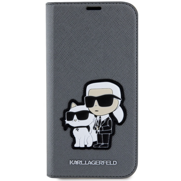 Case Karl Lagerfeld KLBKP14SSANKCPG iPhone 14 6.1" bookcase silver/silver Saffiano Karl &amp; Choupette Case