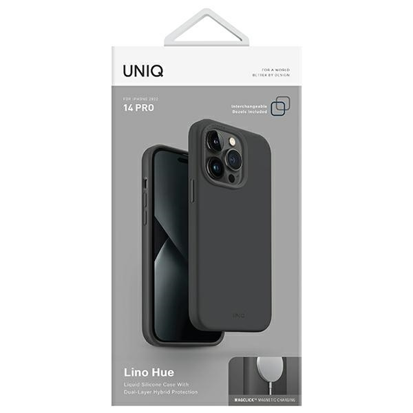 UNIQ hülle Lino Hue iPhone 14 Pro 6.1" Magclick Charging grau/chaRCoal grau