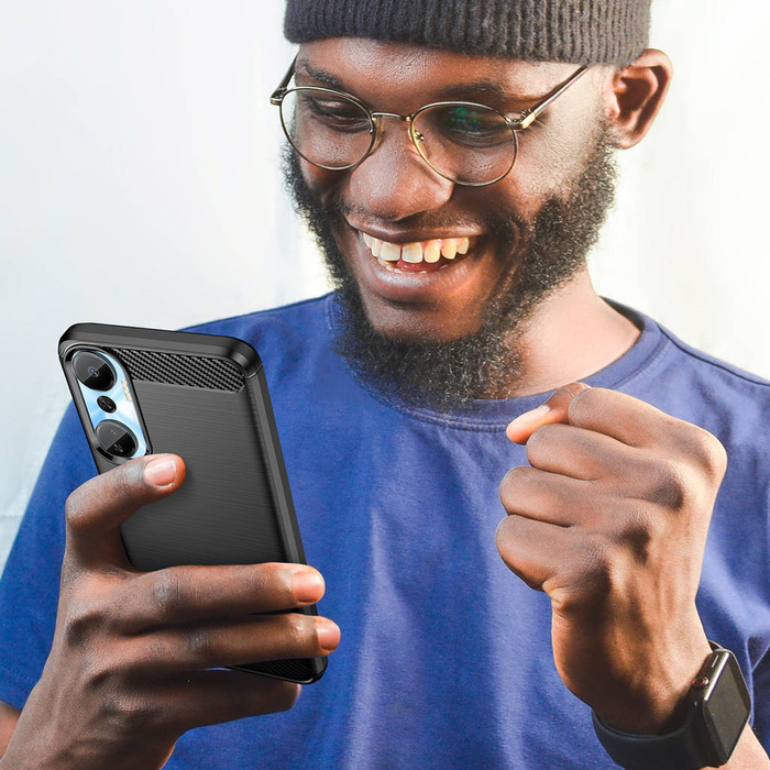 Carbon Case Hülle für Infinix Hot 20 flexible Silikon Carbon Hülle schwarz