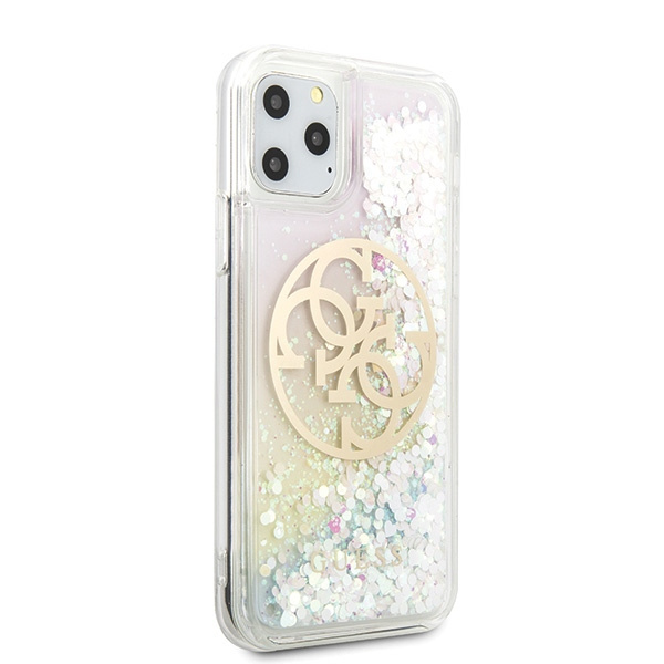 GUESS Apple iPhone 11 Pro Gradient Liquid Glitter Circle Logo Hülle GUHCN58LGIRGP Gold Hardcase