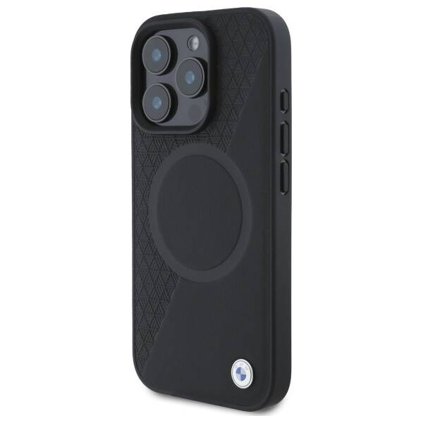 Cover BMW iPhone 16 Pro Max nero/nero durocase Sign Leather Half Textured And Circle MagSafe
