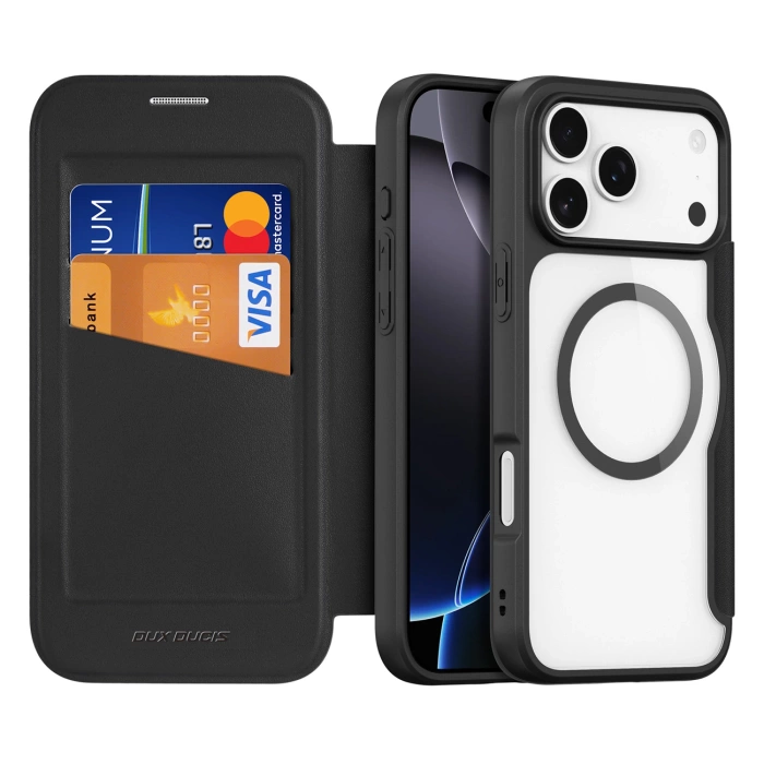 Dux Ducis Skin X Pro Hülle für iPhone 17 Pro mit Wallet, MagSafe kompatibel - Schwarz
