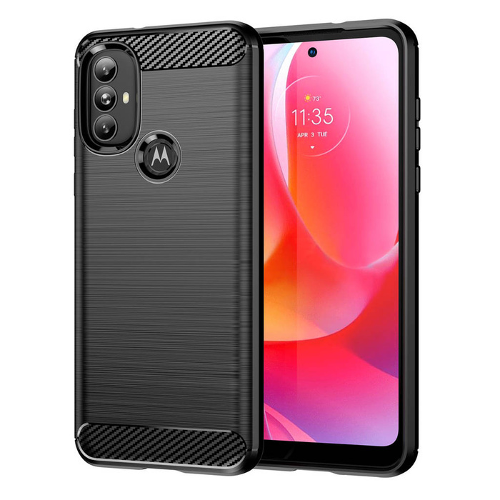 Custodia in TPU con cover flessibile in carbonio per Motorola Moto G Power 2022 nera
