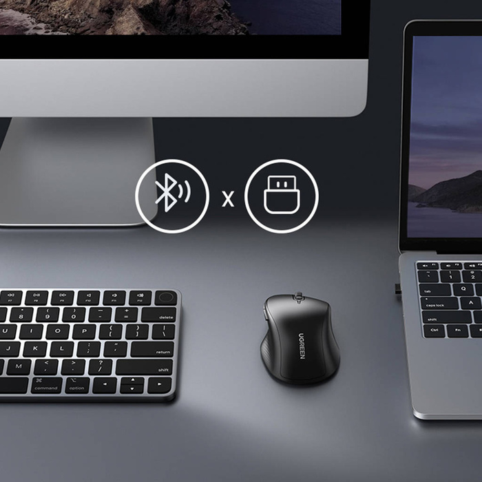 Ugreen ergonomická bezdrátová počítačová myš černá (MU101)