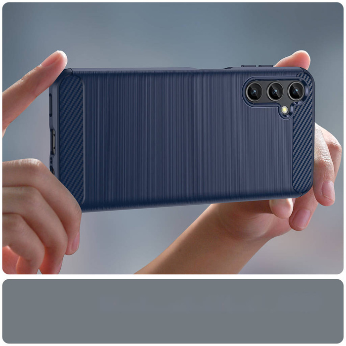 Carbon Case für Samsung Galaxy A14 5G flexible Silikon-Carbon-Hülle blau
