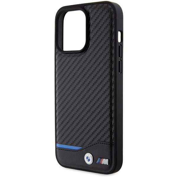 Etui BMW BMHCP15X22NBCK iPhone 15 Pro Max 6.7" czarny/black Leather Carbon Case