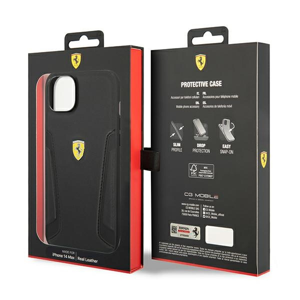 Ferrari FEHCP14MRBUK iPhone 14 Plus 6.7" schwarz/schwarz hartcase Leder-Stempel-Seiten