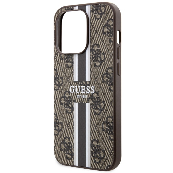 Cover Guess GUHMP14XP4RPSW iPhone 14 Pro Max 6.7" marrone/marrone durocase 4G Strisce stampate MagSafe Case