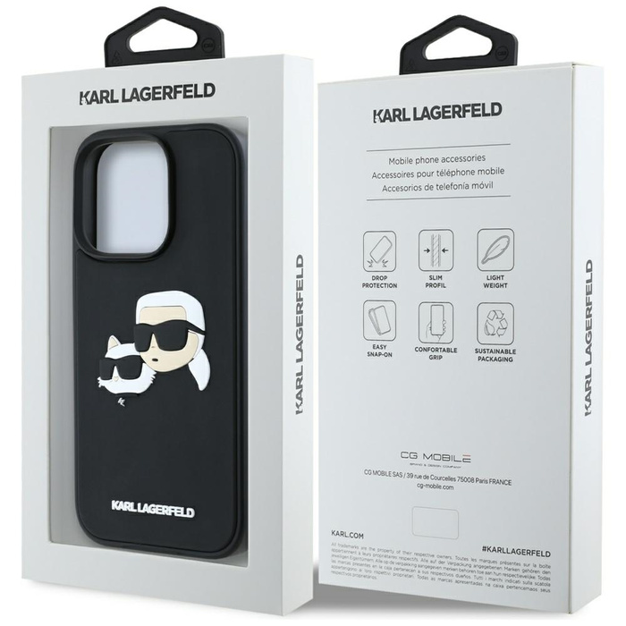 Etui Karl Lagerfeld HC 3D Rubber Double   Heads do iPhone 16 Pro Max czarny