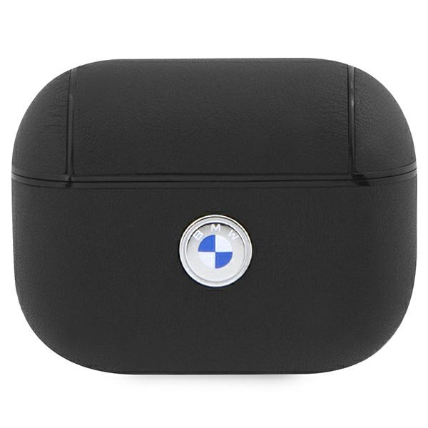Obal BMW BMAP2SSLBK Kryt AirPods Pro 2 černý/černý Geniune Leather Silver Logo Case
