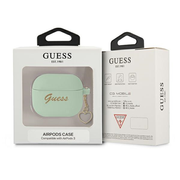 Case GUESS Apple AirPods 3 Cover Silicone Charm Heart Collection Green Case