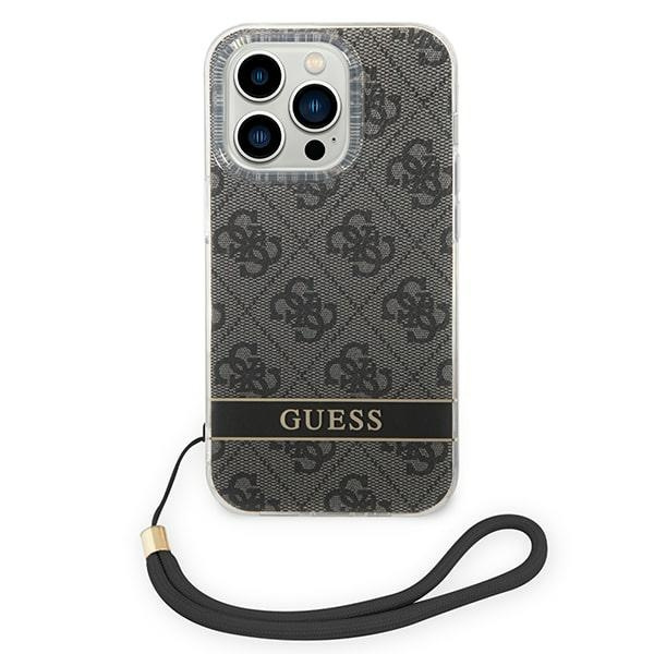 Guess GUOHCP14LH4STK iPhone 14 Pro 6.1" schwarz/schwarz hartcase 4G Print Strap