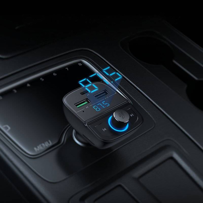 Ugreen FM Transmitter Bluetooth 5.0 MP3 nabíječka do auta 3x USB TF micro SD 4,8 A černá (CD229)