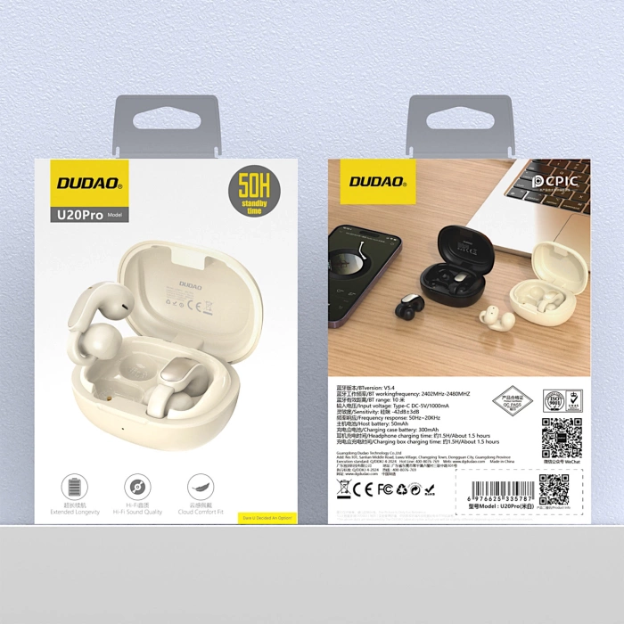 Dudao U20 Pro TWS Bluetooth-Kopfhörer, kabellos, Weiß