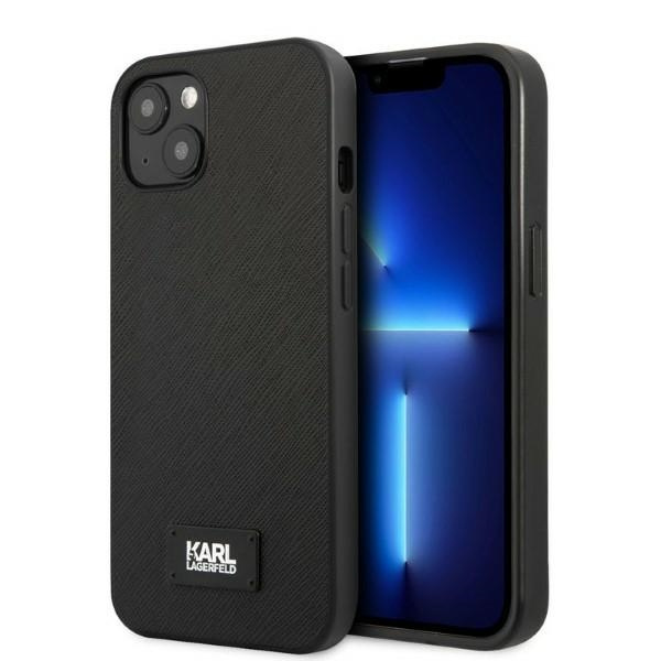 Hülle Karl Lagerfeld iPhone 13 Mini 5.4" Hardcase Schwarz/Schwarz Saffiano Plaque Case