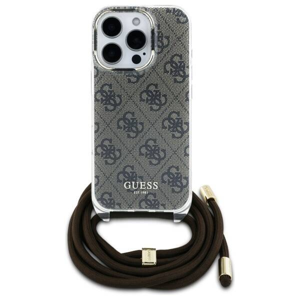 Etui Guess iPhone 16 Pro Max 6.9" brązowy/brown hardcase Crossbody Cord 4G Print