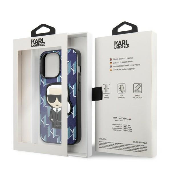 Coque Karl Lagerfeld Klhcp13lpmnikbl iPhone 13 Pro / 13 6.1" Hardcase Bleu/bleu Monogram Ikonik Patch Case