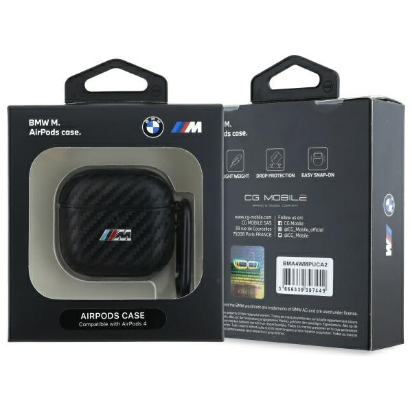 BMW BMA4CMPUCA Coperchio AirPods 4 nero/nero PU Carbon M Collection