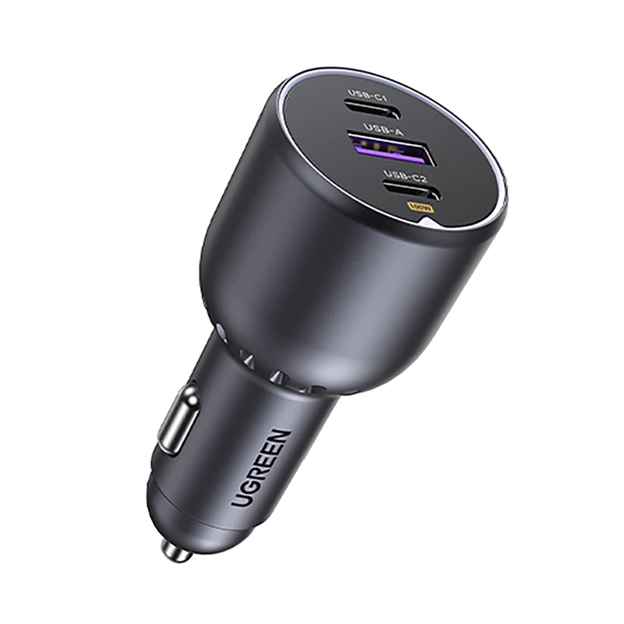 Ugreen EC705 Autoladegerät 130W 2x USB-C 1x USB-A - Grau