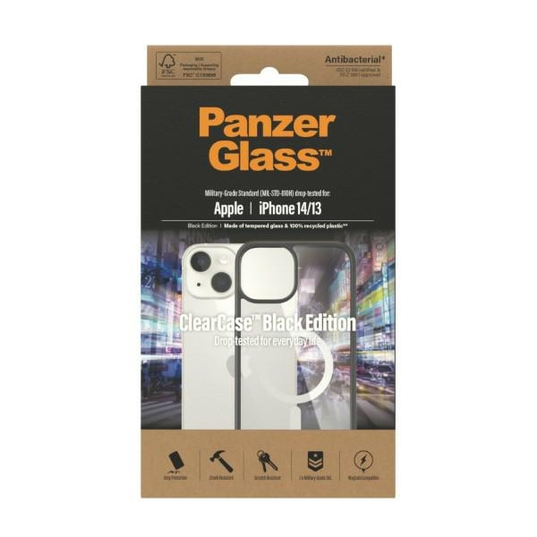 PanzerGlass ClearCase MagSafe iPhone 14/13 6.1" Antibakteriell schwarz/schwarz 0413