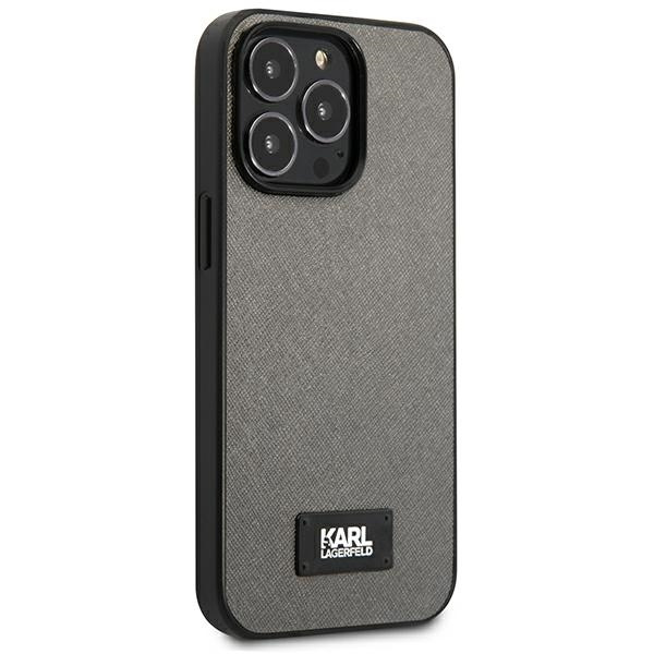 Karl Lagerfeld KLHCP13LSFMP2DG iPhone 13 Pro / 13 6.1" hartcase silber/silberne Saffiano Plakette