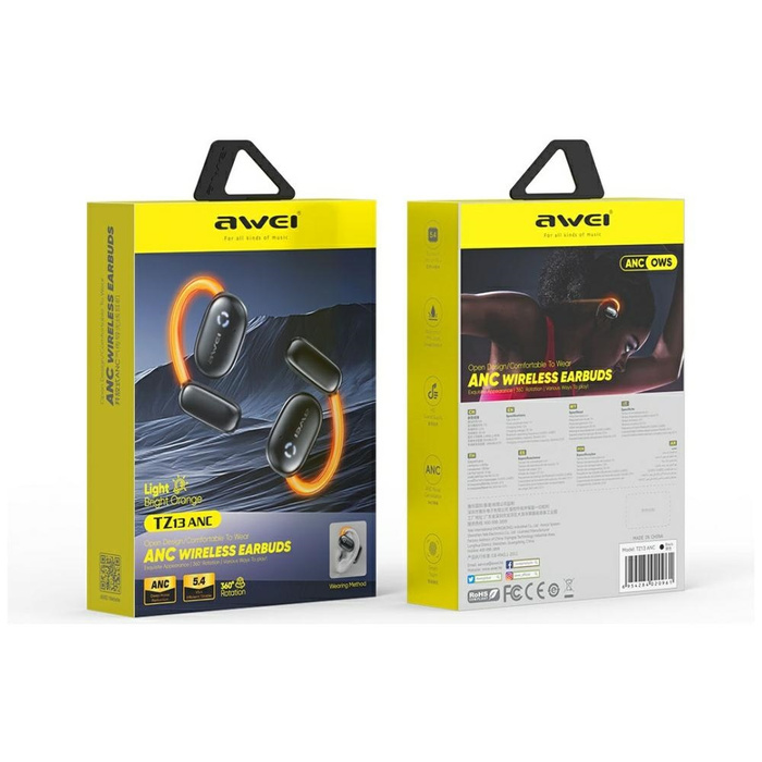 Słuchawki Bluetooth AWEI 5.4 TZ13 ANC +  stacja dokująca czarny/black