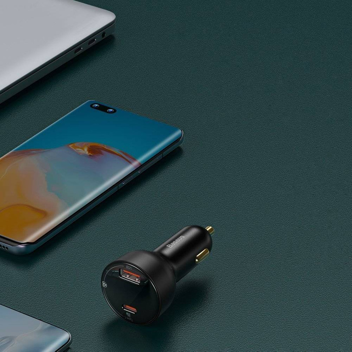 Baseus Superme fast car charger USB / USB Typ C 100W PPS Quick Charge Power Delivery + USB Typ C cable 100W (20V/5A) 1m black (TZCCZX-01)