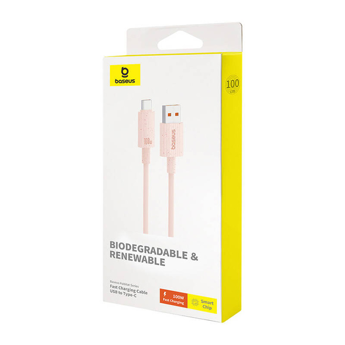 Kabel szybko ładujący Baseus USB do USB-C Habitat Series 100W, 1m (różowy)