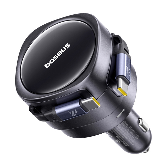 Ładowarka samochodowa Baseus Enjoyment Max z kablami USB-C+USB-C 60W Czarny