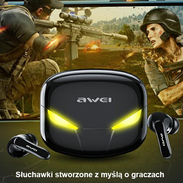 AWEI Bluetooth 5.0 T35 TWS Kopfhörer + Gaming Dock Schwarz / Schwarz