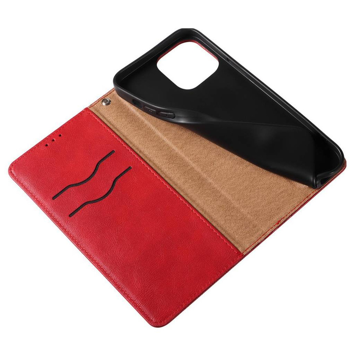 Estuche con correa magnética Estuche para iPhone 14 Pro con billetera abatible Mini cordón Soporte Rojo