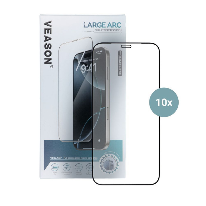 Szkło Hartowane 6D Pro Veason Glass (SET 10in1) - do Iphone 16 Pro Max czarny