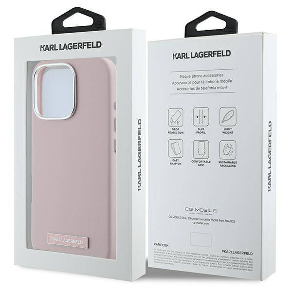 Etui Karl Lagerfeld iPhone 16 Pro 6.3" różowy/pink hardcase FW Metal Plate MagSafe