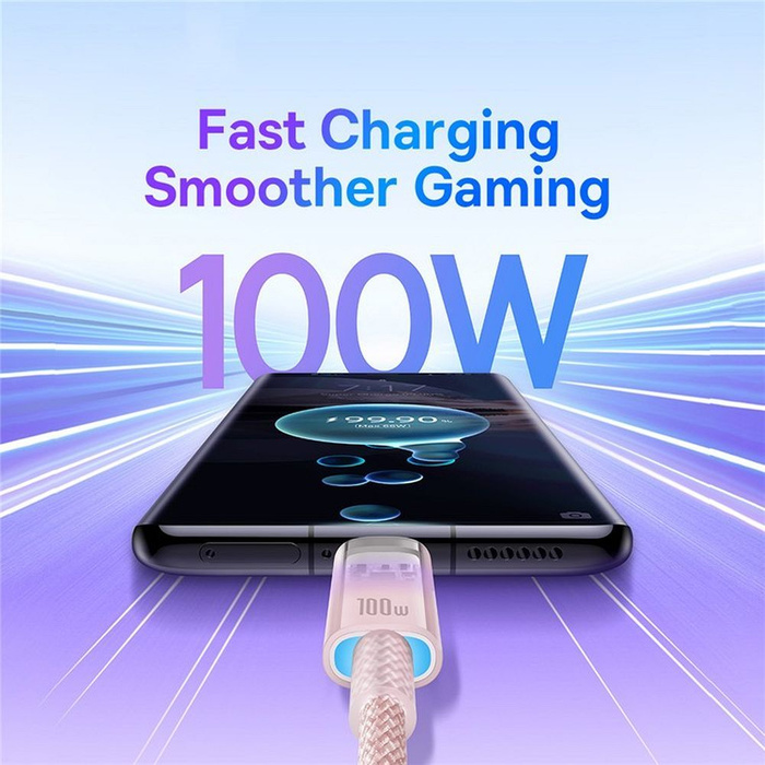 BASEUS kabel Typ C do Typ C Explorer Power Delivery 100W 1m różowy P10319703411-00 / CB000043