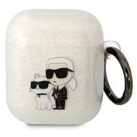 Karl Lagerfeld KLA2HNKCTGT Airpods 1/2 tapa transparente Gliter Karl&amp;Choupette