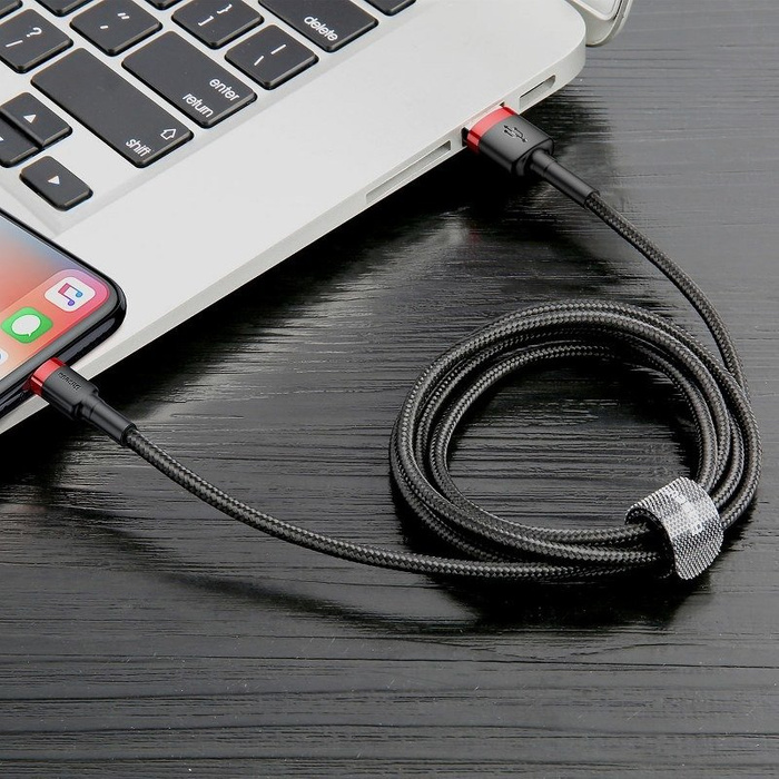 Lightning USB Cable BASEUS Cafule 2.4A 1m black-red