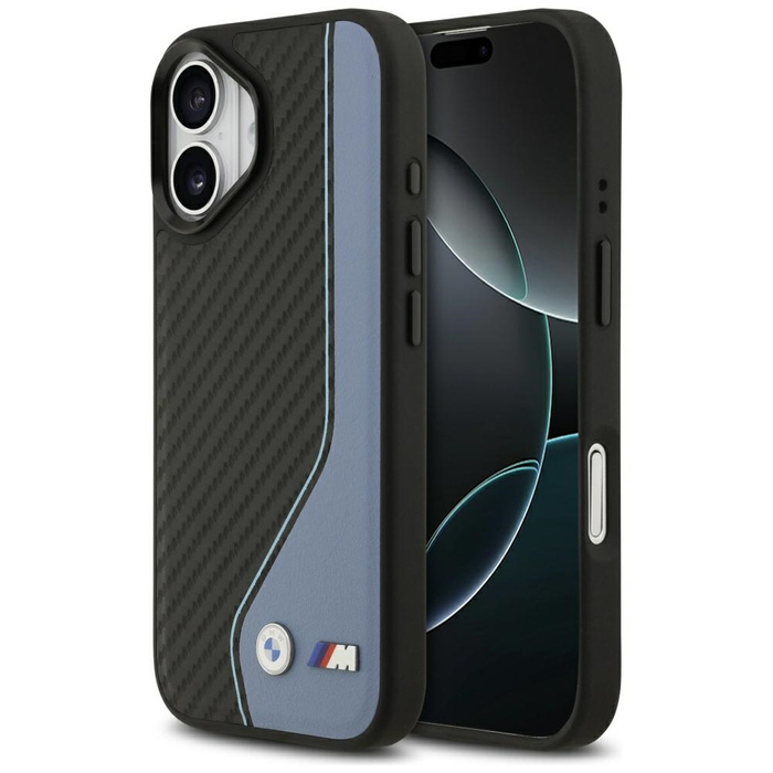 Etui BMW M Carbon Logo MagSafe do iPhone 17 niebieski