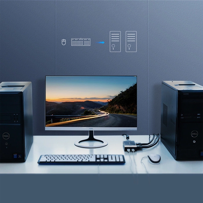 UGREEN KVM Switch Box 2-port VGA Video Adapter 2 in 1 (black)