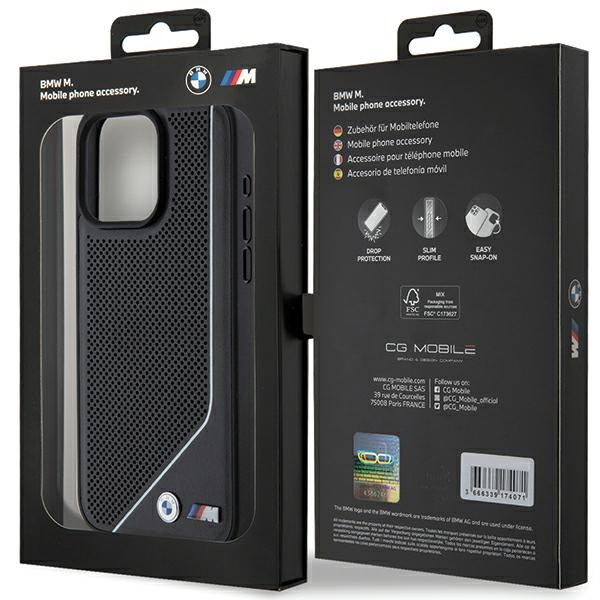Case Bmw Bmhmp15x23pucpk IPhone 15 Pro Max 6.7" Black/Black Hardcase Perforated Twisted Line MagSafe Case