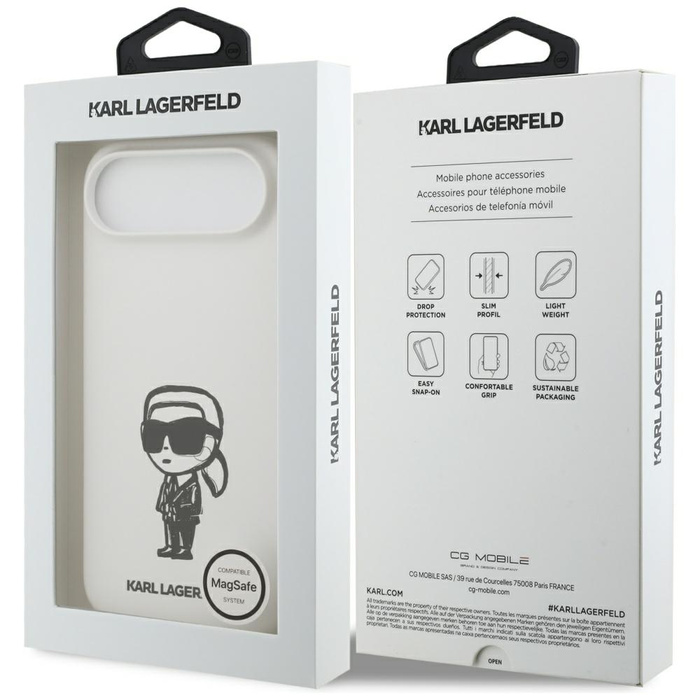 Etui Karl Lagerfeld Silicone Karl Sketch & Logo MagSafe do iPhone 17 Air biały