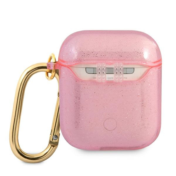 Guess Apple GUA2UCG4GP AirPods Hülle pink / pink Glitter Collection