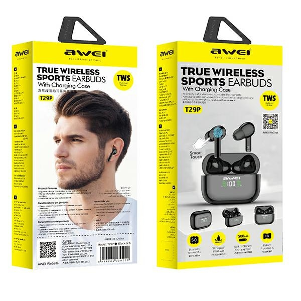 AWEI kopfhörer Bluetooth 5.1 T29P TWS + Dockingstation schwarz/schwarz