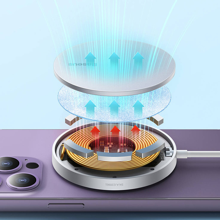 Baseus Simple Mini3 nabíječka indukce 15W stříbrná